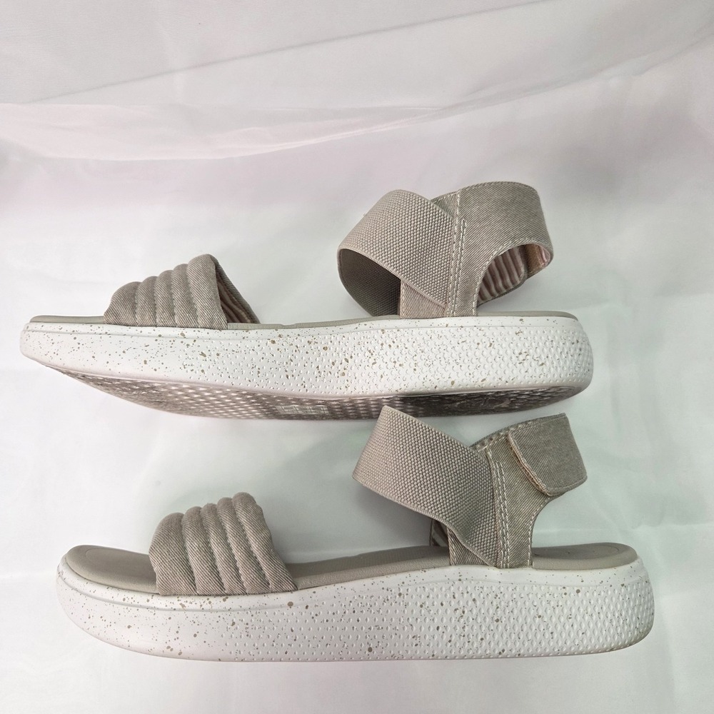 Skechers Bobs Summer Skipper Optical Chill Plush Foam Sandal Taupe Sz 9 Comfort - Picture 6 of 8